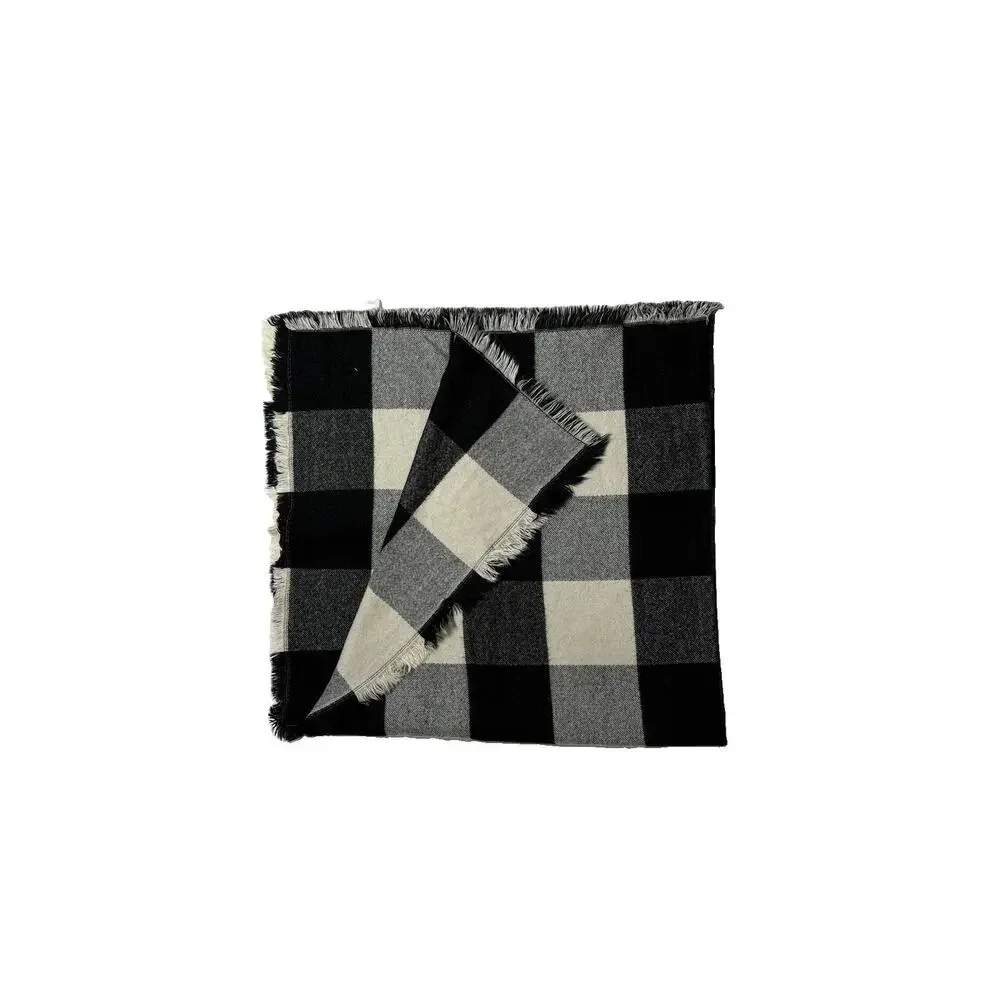 West Loop Black & Cream Throw Blanket Buffalo Check Plaid Pattern Accent Quilt